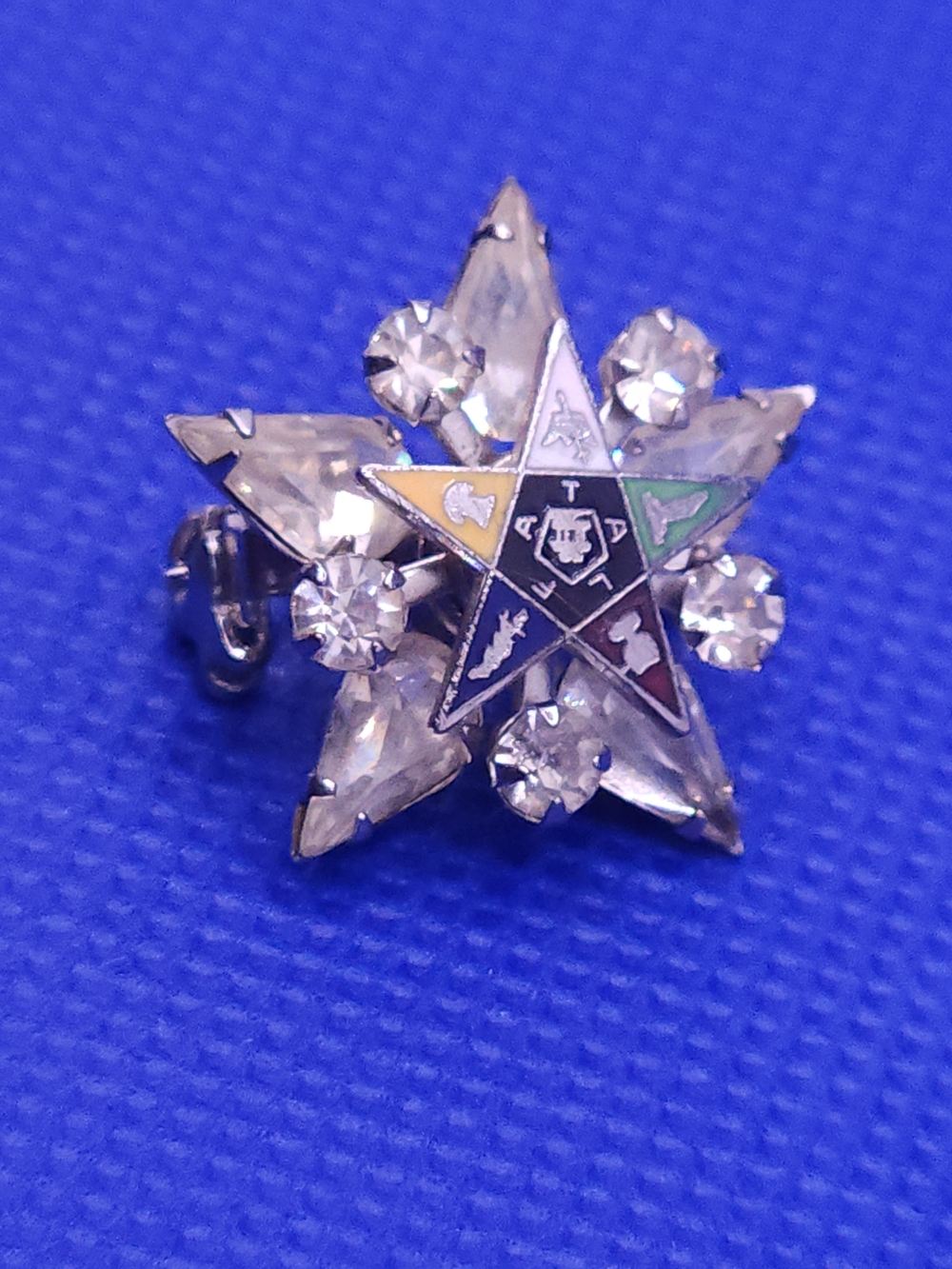 Masonic Order Of The Eastern Star OES Rhinestone Star David Brooch Pin